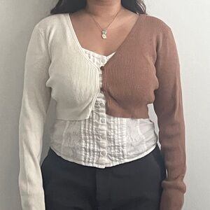 two tone cropped cardigan